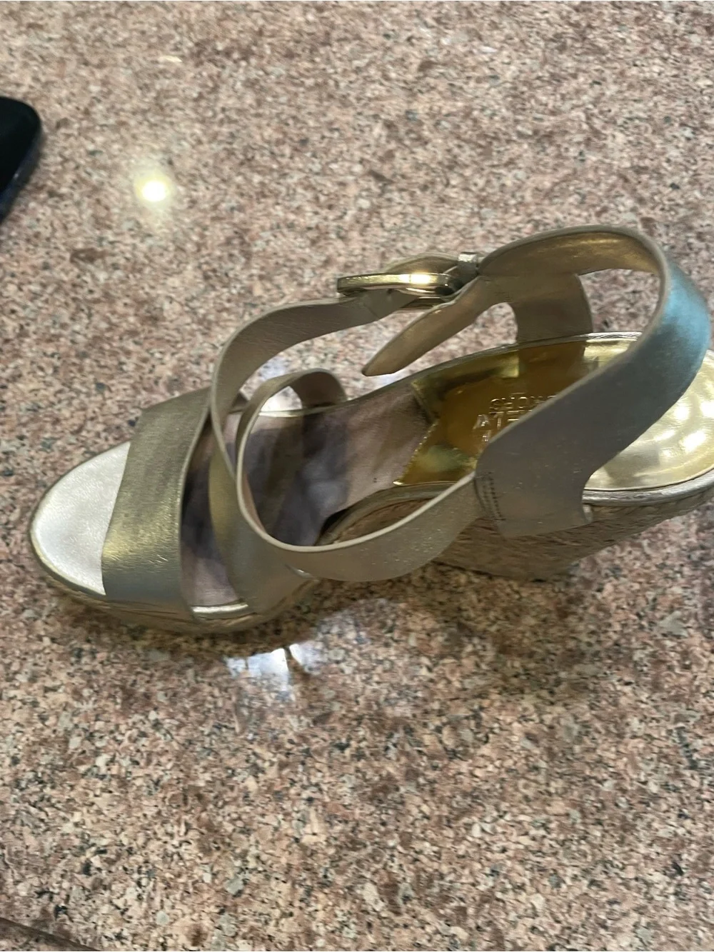 MICHAEL Michael Kors Metallic Gold Crisscross Wedge Sandals